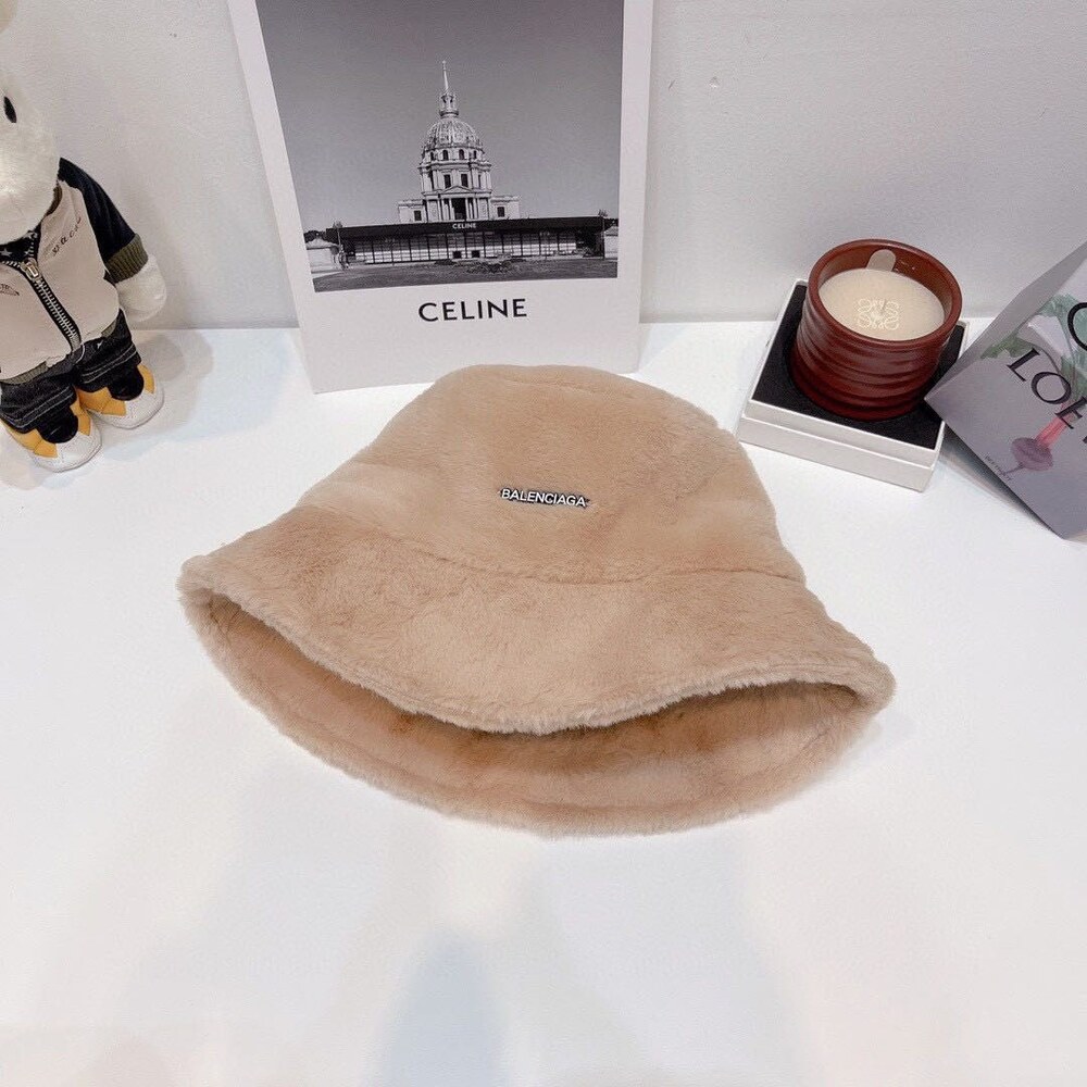 Balenciaga Faux Fur Bucket Hat in Beige - Picture 7 of 7